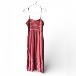 Maurices Smocked Pleated Sundress in Orange and Pink